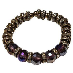 Elegant Faceted Purple Beads Rhinestone Stretch Bracelet Fashion Jewelry Women